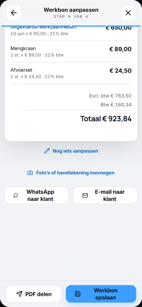 Versturen in de Montari-app